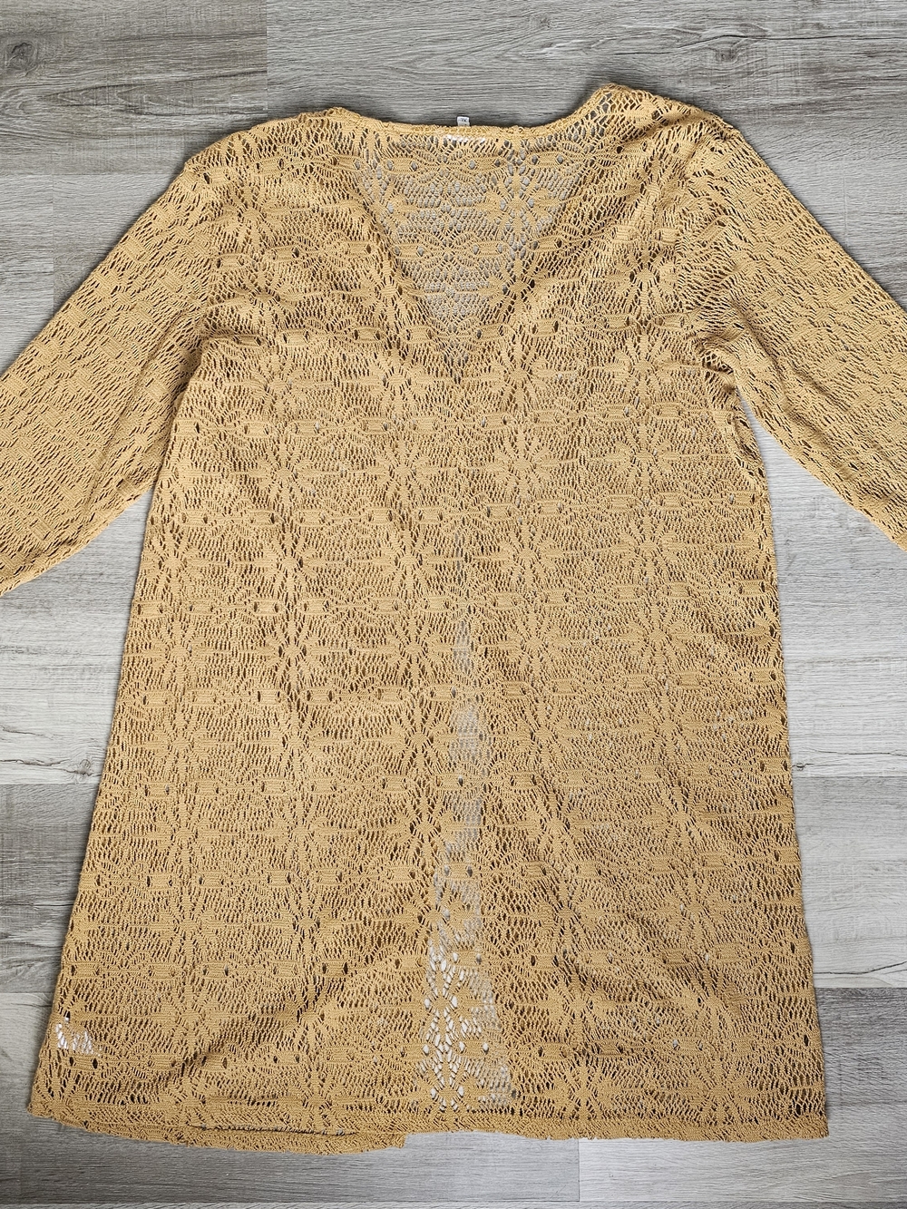 Maurices Open Crochet Cardigan in Mustard Gold - Picture 6 of 16